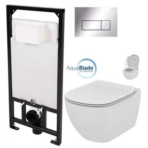 DEANTE Podstavný rám, pre závesné WC misy + SLIM tlačidlo chrom + WC Ideal Standard Tesi so sedadlom SoftClose, AquaBlade CST_WC01 051P TE1 vyobraziť