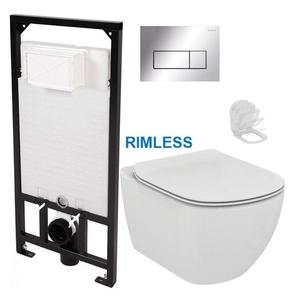 DEANTE Podstavný rám, pre závesné WC misy + SLIM tlačidlo chrom + WC Ideal Standard Tesi se sedlem RIMLESS CST_WC01 051P TE2 vyobraziť