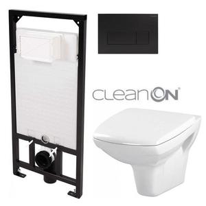DEANTE Podstavný rám, pre závesné WC misy + SLIM tlačidlo černé + WC CERSANIT CLEANON CARINA + SEDADLO CST_WC01 N51P CA1 vyobraziť