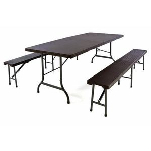 Garthen 43775 Záhradný set v ratanovej optike - stôl + 2 lavice - 180 cm vyobraziť