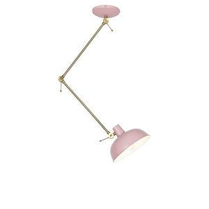 Retro stropné svietidlo ružové s bronzom - Milou vyobraziť