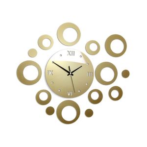 Moderné nástenné hodiny RINGS GOLD gold (nalepovacie hodiny na stenu) vyobraziť