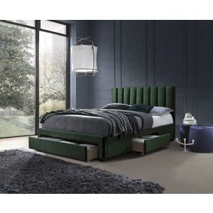 Čalúnená posteľ Lado 160x200 cm tmavo zelená vyobraziť