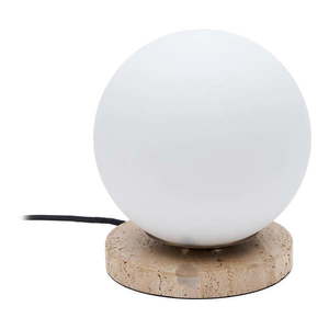 Biela stolová lampa so skleneným tienidlom (výška 22 cm) Malachi – Kave Home vyobraziť