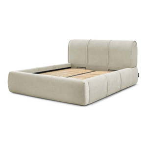 Béžová čalúnená dvojlôžková posteľ s úložným priestorom s roštom 180x200 cm Vernon – Bobochic Paris vyobraziť