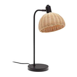 Stolová lampa s ratanovým tienidlom v čierno-prírodnej farbe (výška 56 cm) Damila – Kave Home vyobraziť