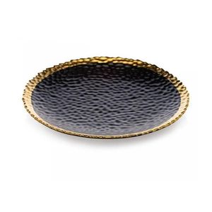 HowHomely Jedálenský tanier KATI 25 cm čierna/zlatá vyobraziť