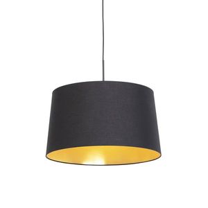 Závesná lampa s bavlneným tienidlom čierna so zlatom 50 cm - Combi vyobraziť