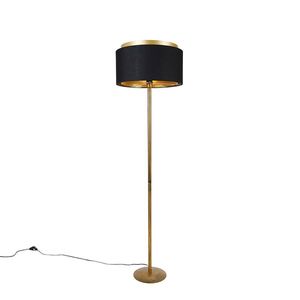 Moderná stojaca lampa zlatá s tienidlom čierna so zlatou - Simplo vyobraziť
