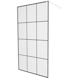 MEXEN/S - KIOTO Sprchová zástena WALK-IN 100 x 200, transparent/čierny vzor 8 mm, biela 800-100-101-20-77 vyobraziť