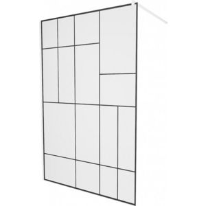 MEXEN/S - KIOTO Sprchová zástena WALK-IN 110 x 200, transparent/čierny vzor 8 mm, biela 800-110-101-20-78 vyobraziť