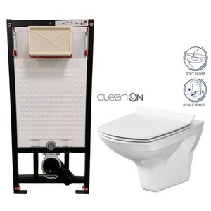 DEANTE Podstavný rám, pre závesné WC misy bez tlačidla + WC CERSANIT CLEANON CARINA + SEDADLO CST_WC01 X CA3 vyobraziť