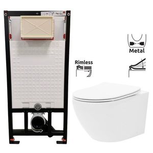 DEANTE Podstavný rám, pre závesné WC misy bez tlačidla + WC REA Carlo Flat Mini Rimlesss + SEDADLO CST_WC01 X CF1 vyobraziť