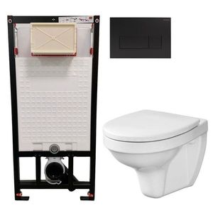 DEANTE Podstavný rám, pre závesné WC misy + SLIM tlačidlo černé + WC CERSANIT DELFI + SEDADLO CST_WC01 N51P DE1 vyobraziť