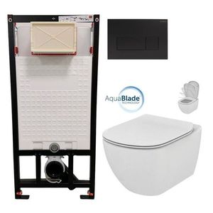 DEANTE Podstavný rám, pre závesné WC misy + SLIM tlačidlo černé + WC Ideal Standard Tesi so sedadlom SoftClose, AquaBlade CST_WC01 N51P TE1 vyobraziť