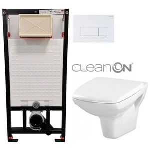 DEANTE Podstavný rám, pre závesné WC misy + SLIM tlačidlo bílé + WC CERSANIT CLEANON CARINA + SEDADLO CST_WC01 A51P CA1 vyobraziť