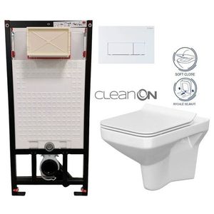 DEANTE Podstavný rám, pre závesné WC misy + SLIM tlačidlo bílé + WC CERSANIT CLEANON COMO + SEDADLO CST_WC01 A51P CO1 vyobraziť