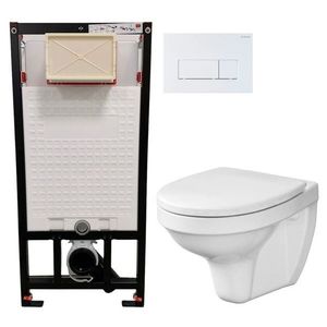 DEANTE Podstavný rám, pre závesné WC misy + SLIM tlačidlo bílé + WC CERSANIT DELFI + SEDADLO CST_WC01 A51P DE1 vyobraziť