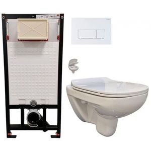 DEANTE Podstavný rám, pre závesné WC misy + SLIM tlačidlo bílé + WC bez oplachového kruhu Edge + SEDADLO CST_WC01 A51P EG1 vyobraziť