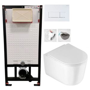 DEANTE Podstavný rám, pre závesné WC misy + SLIM tlačidlo bílé + WC DEANTE Jasmin so sedadlom RIMLESS CST_WC01 A51P JA1 vyobraziť
