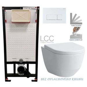 DEANTE Podstavný rám, pre závesné WC misy + SLIM tlačidlo bílé + WC LAUFEN PRO LCC RIMLESS + SEDADLO CST_WC01 A51P LP2 vyobraziť