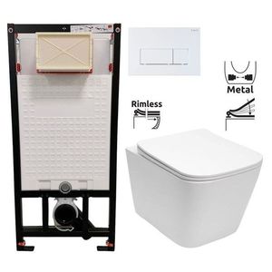 DEANTE Podstavný rám, pre závesné WC misy + SLIM tlačidlo bílé + WC REA Raul Rimless + SEDADLO CST_WC01 A51P RA1 vyobraziť