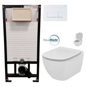 DEANTE Podstavný rám, pre závesné WC misy + SLIM tlačidlo bílé + WC Ideal Standard Tesi so sedadlom SoftClose, AquaBlade CST_WC01 A51P TE1 vyobraziť