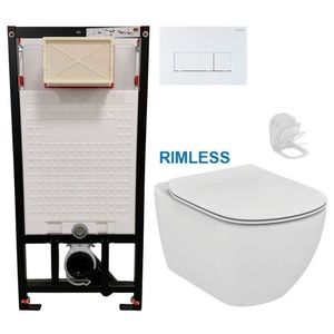 DEANTE Podstavný rám, pre závesné WC misy + SLIM tlačidlo bílé + WC Ideal Standard Tesi se sedlem RIMLESS CST_WC01 A51P TE2 vyobraziť