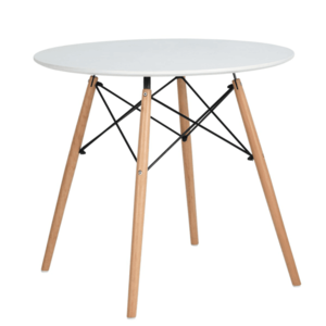 Jedálenský stôl, biela matná/buk, priemer 120 cm, DEMIN vyobraziť