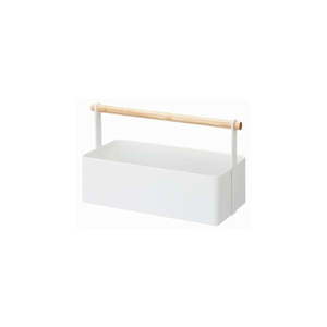 Biely multifunkčný box s detailom z bukového dreva YAMAZAKI Tosca Tool Box, dĺžka 29 cm vyobraziť