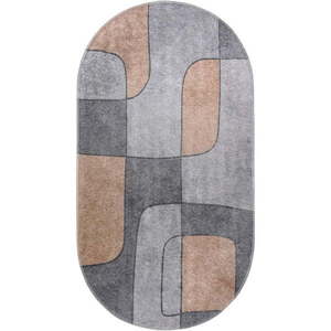 Sivý umývateľný koberec 60x100 cm Oval – Vitaus vyobraziť