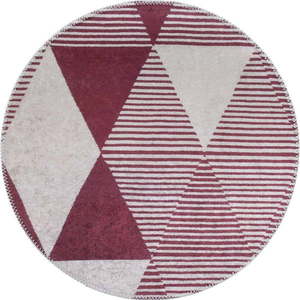 Vínový umývateľnýokrúhly koberec ø 120 cm Yuvarlak – Vitaus vyobraziť