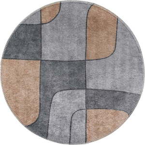 Sivý umývateľný okrúhly koberec ø 120 cm Yuvarlak – Vitaus vyobraziť