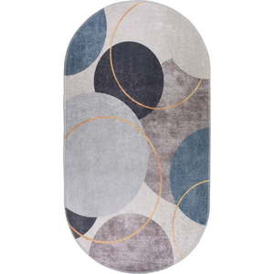Modro-sivý umývateľný koberec 80x120 cm Oval – Vitaus vyobraziť
