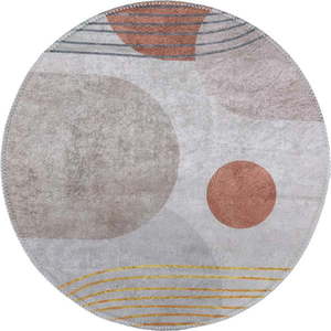 Umývateľný okrúhly koberec v oranžovo-krémovej farbe ø 80 cm Yuvarlak – Vitaus vyobraziť