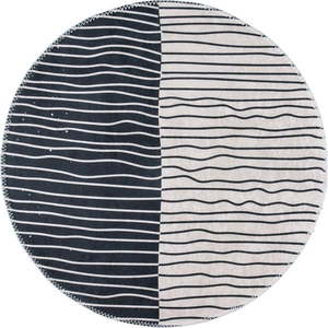 Čierno-biely umývateľný okrúhly koberec ø 120 cm Yuvarlak – Vitaus vyobraziť