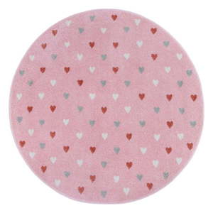 Ružový detský koberec ø 100 cm Little Hearts – Hanse Home vyobraziť