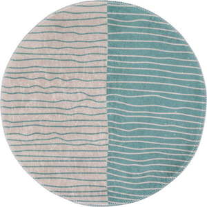 Umývateľný okrúhly koberec v krémovo-tyrkysovej farbe ø 80 cm Yuvarlak – Vitaus vyobraziť