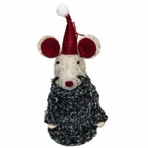 Vianočná závesná dekorácia Myška s čiapkou, 5 x 14 cm​ vyobraziť