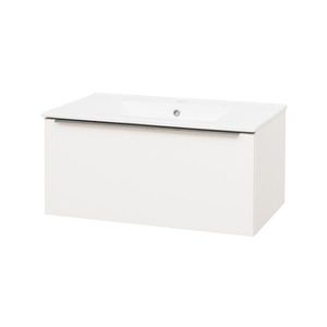 MEREO - Mailo, kúpeľňová skrinka s keramickým umývadlom 81 cm, biela, chróm madlo CN516 vyobraziť
