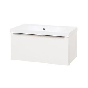MEREO - Mailo, kúpeľňová skrinka s umývadlom z liateho mramoru 81 cm, biela, chróm madlo CN516M vyobraziť