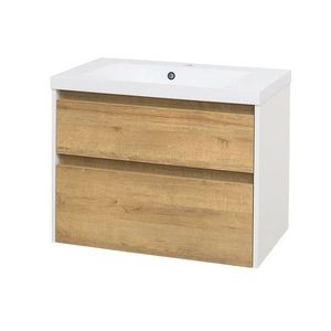 MEREO - Opto, kúpeľňová skrinka s umývadlom z liateho mramoru 81 cm, biela/dub Riviera Riviera CN931M vyobraziť