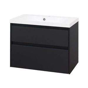 MEREO - Opto, kúpeľňová skrinka s umývadlom z liateho mramoru 81 cm, čierna CN941M vyobraziť