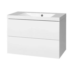 MEREO - Aira, kúpeľňová skrinka s umývadlom z liateho mramoru 81 cm, biela CN711M vyobraziť
