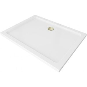 MEXEN/S - Flat sprchová vanička obdĺžniková slim 140 x 100, biela + zlatý sifón 40101014G vyobraziť