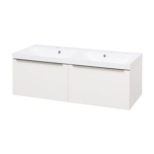 MEREO - Mailo, kúpeľňová skrinka s umývadlom z liateho mramoru 121 cm, biela, chróm madlo CN518M vyobraziť