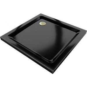 MEXEN/S - Flat sprchová vanička štvorcová slim 70 x 70, čierna + zlatý sifón 40707070G vyobraziť
