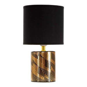 Keramická stolová lampa s textilným tienidlom v čierno-zlatej farbe (výška 28 cm) Glam Dark – Mauro Ferretti vyobraziť