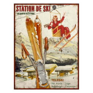 Kovová ceduľa 25x33 cm Station de Ski – Antic Line vyobraziť