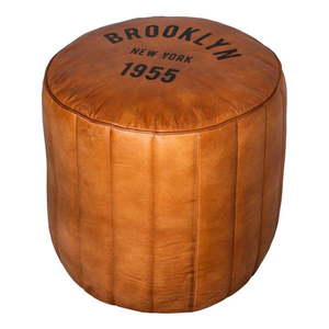 Koňakovohnedý kožený taburet Brooklyn – Antic Line vyobraziť